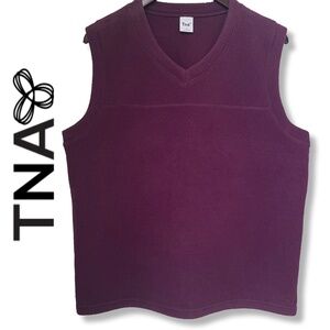TNA Purple V-Neck Fleece Vest | Medium